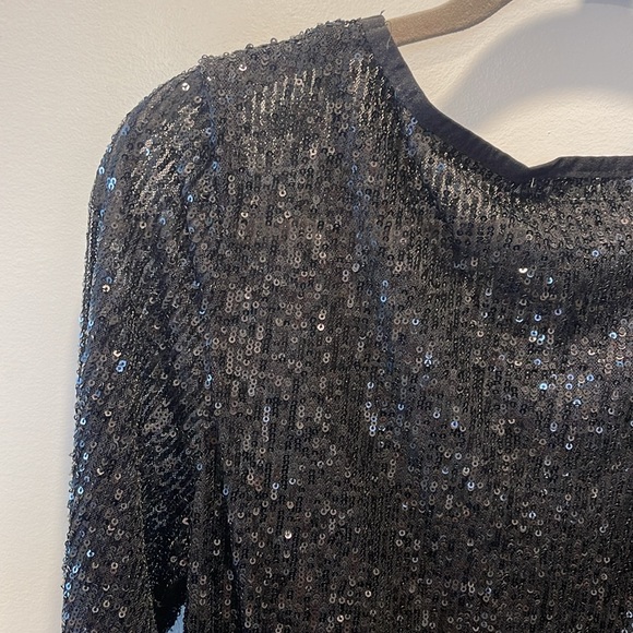 ZWT Zara Black Sequin Mini Dress Size Medium - Picture 6 of 7